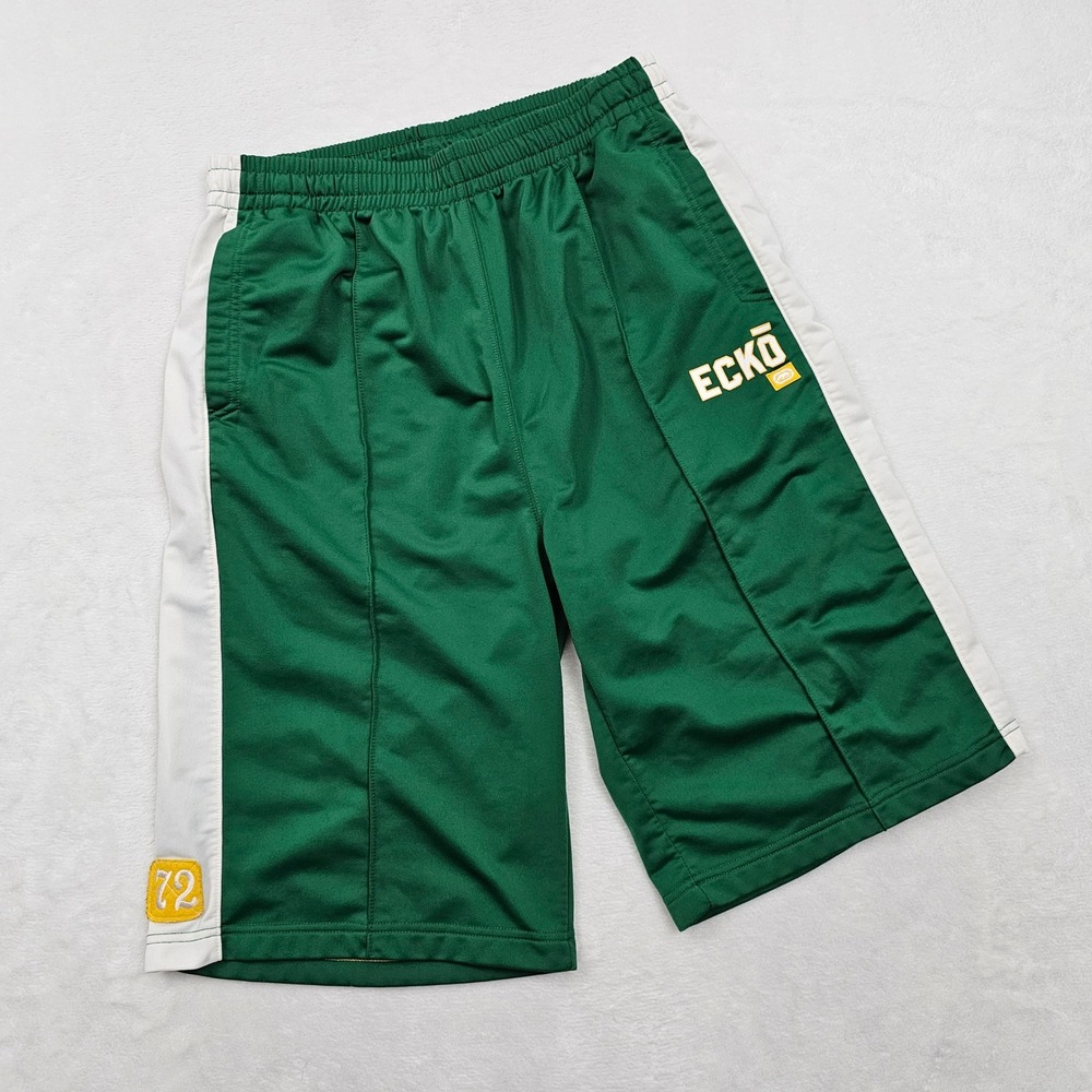 Ecko Unltd Track Shorts Mens Large Green White Striped Y2K Streetwear Hip Hop